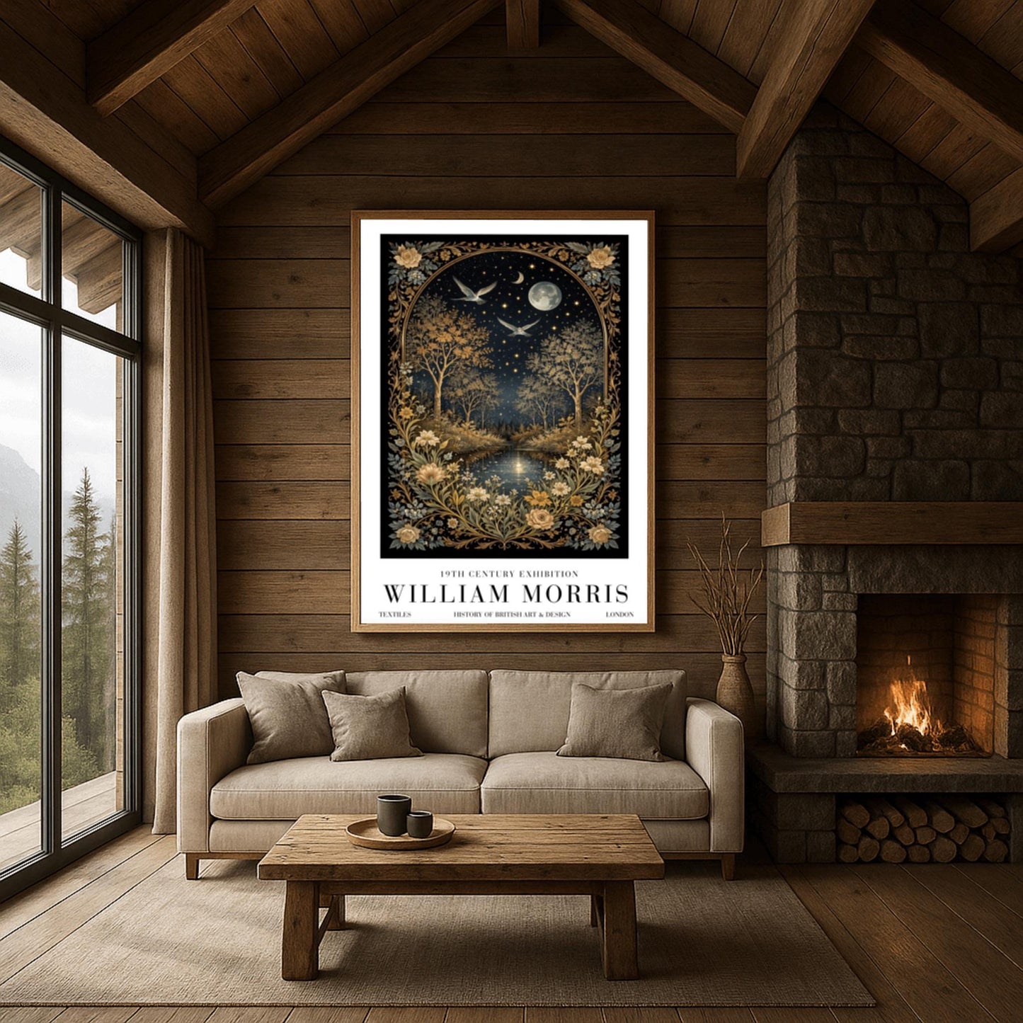 William Morris Moonlight Forest Poster Print - Midnight Garden Exhibition Print