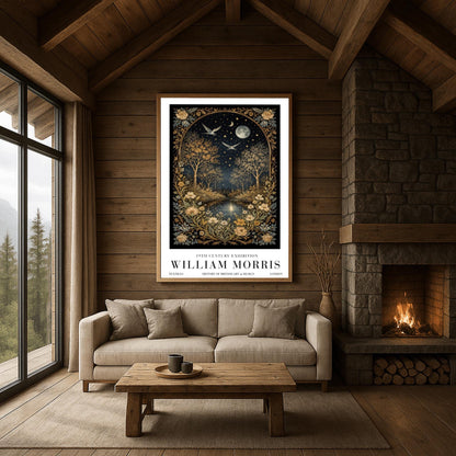 William Morris Moonlight Forest Poster Print - Midnight Garden Exhibition Print