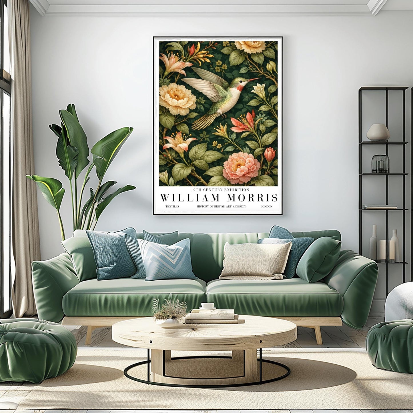 William Morris Hummingbird Poster Print - Vintage Textile Botanical Exhibition Print