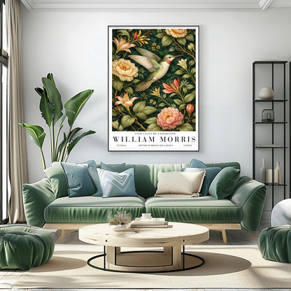 William Morris Hummingbird Poster Print - Vintage Textile Botanical Exhibition Print