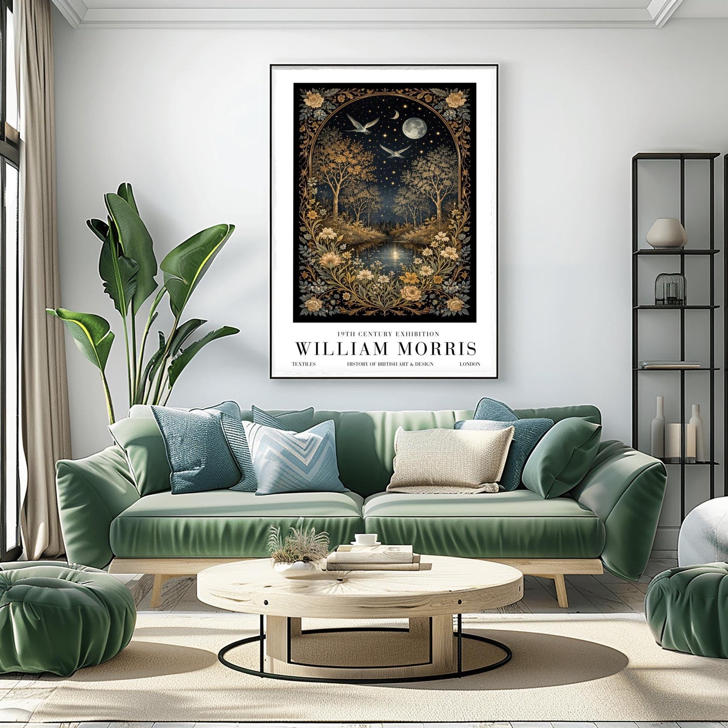 William Morris Moonlight Forest Poster Print - Midnight Garden Exhibition Print