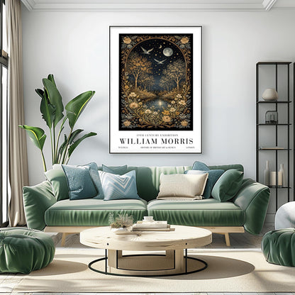 William Morris Moonlight Forest Poster Print - Midnight Garden Exhibition Print