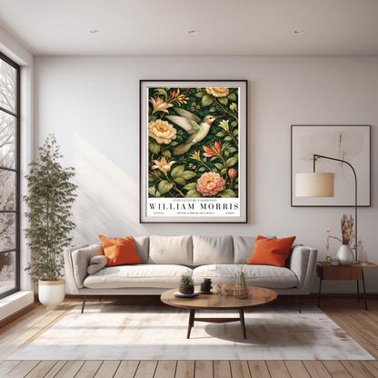 William Morris Hummingbird Poster Print - Vintage Textile Botanical Exhibition Print