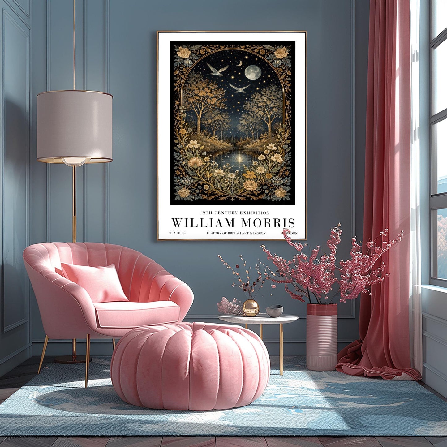 William Morris Moonlight Forest Poster Print - Midnight Garden Exhibition Print