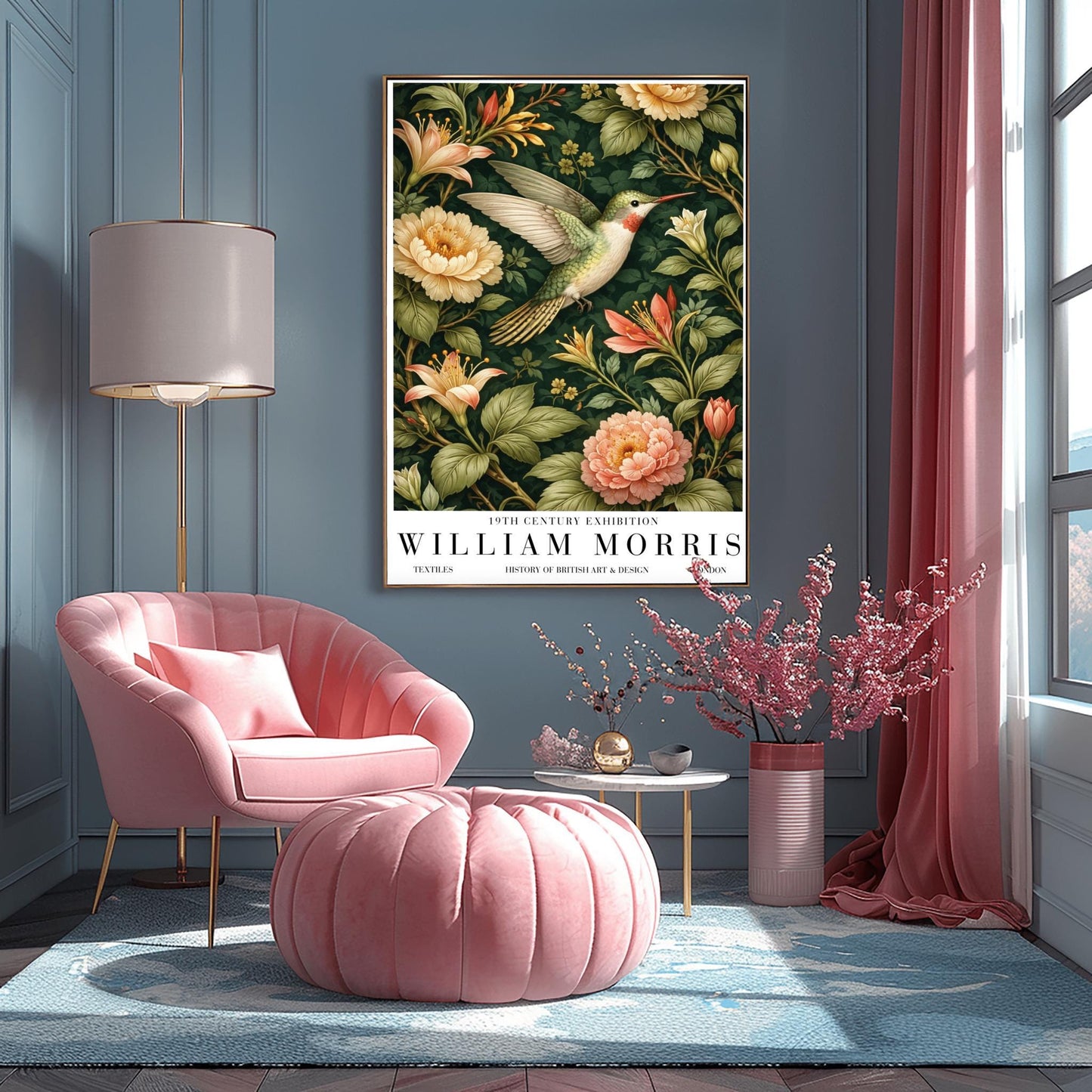 William Morris Hummingbird Poster Print - Vintage Textile Botanical Exhibition Print