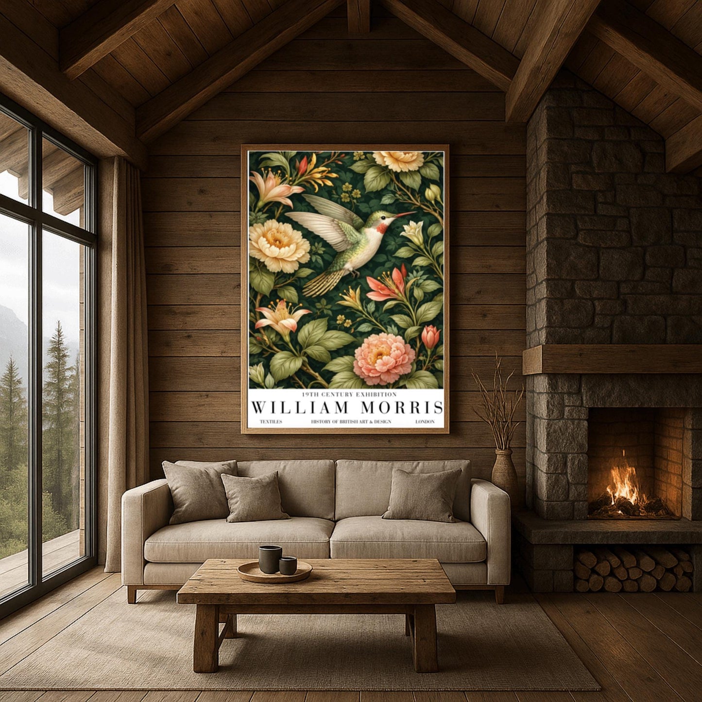 William Morris Hummingbird Poster Print - Vintage Textile Botanical Exhibition Print