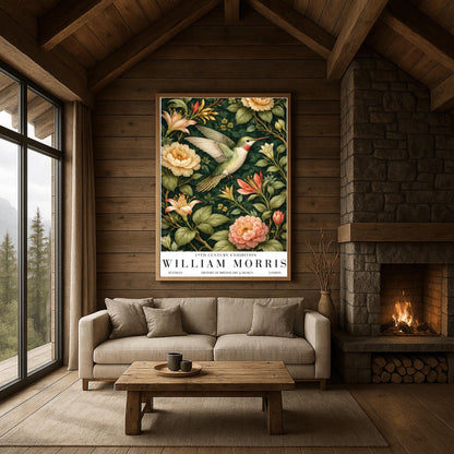 William Morris Hummingbird Poster Print - Vintage Textile Botanical Exhibition Print