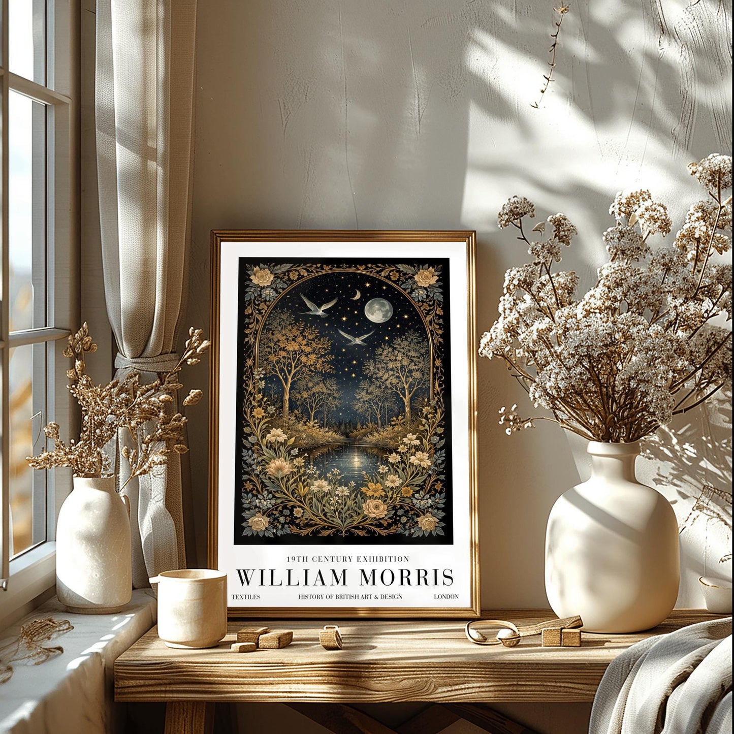 William Morris Moonlight Forest Poster Print - Midnight Garden Exhibition Print