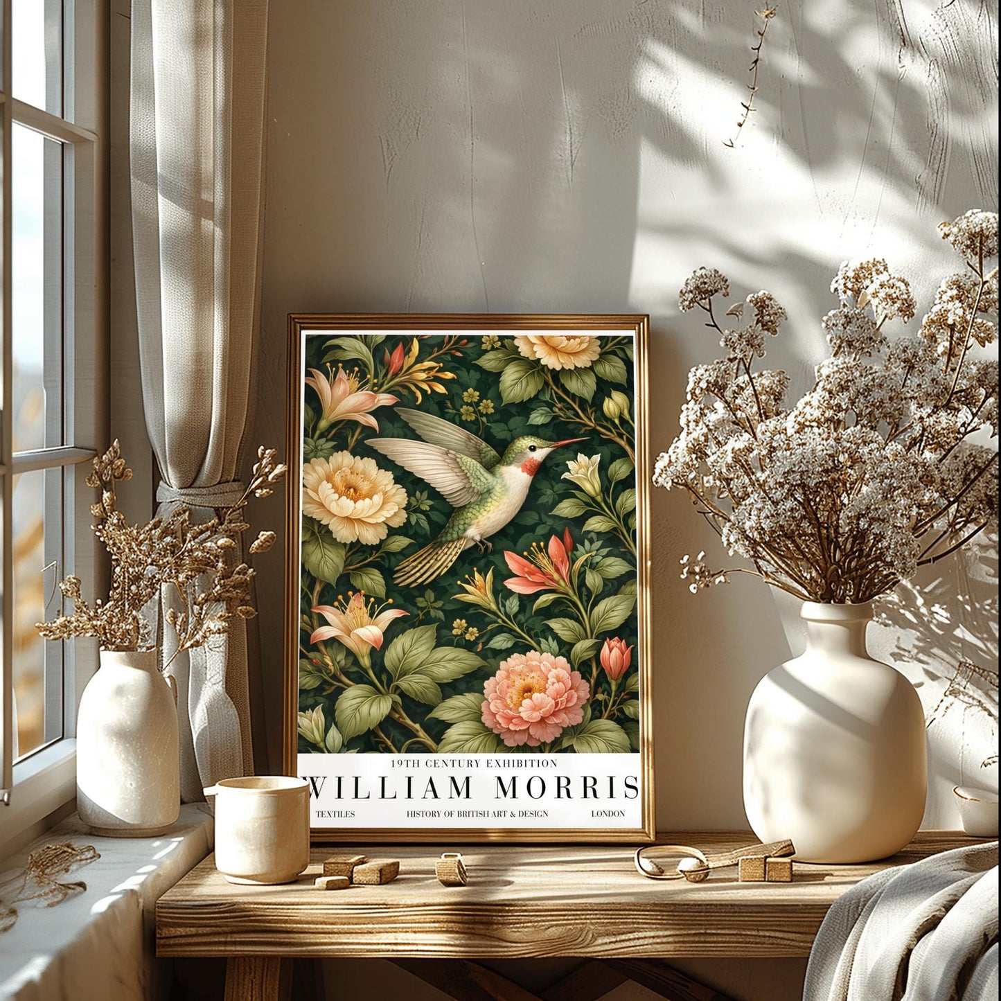William Morris Hummingbird Poster Print - Vintage Textile Botanical Exhibition Print