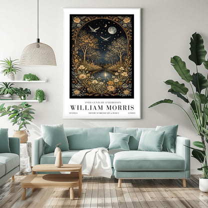 William Morris Moonlight Forest Poster Print - Midnight Garden Exhibition Print