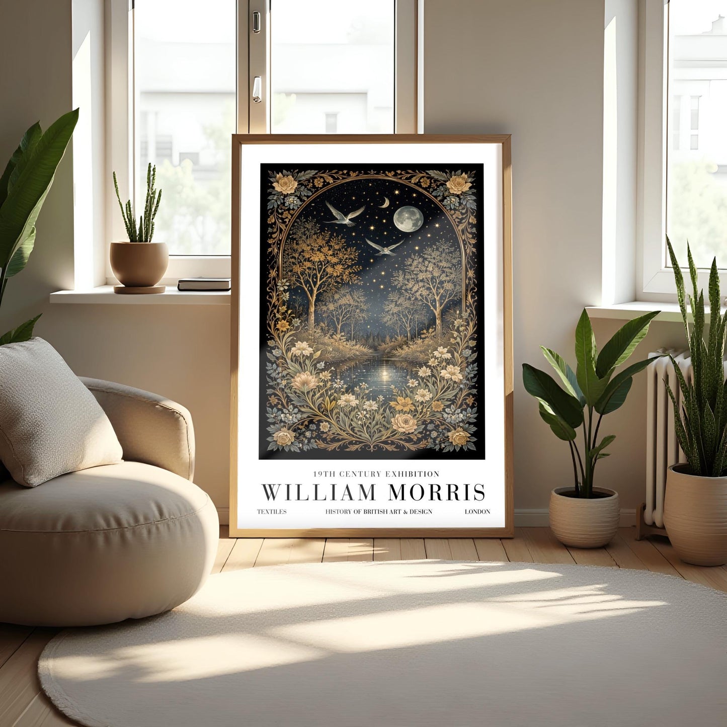 William Morris Moonlight Forest Poster Print - Midnight Garden Exhibition Print
