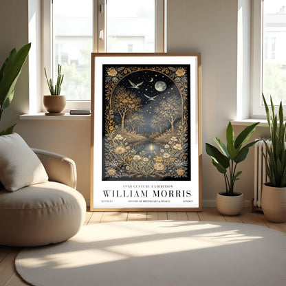 William Morris Moonlight Forest Poster Print - Midnight Garden Exhibition Print