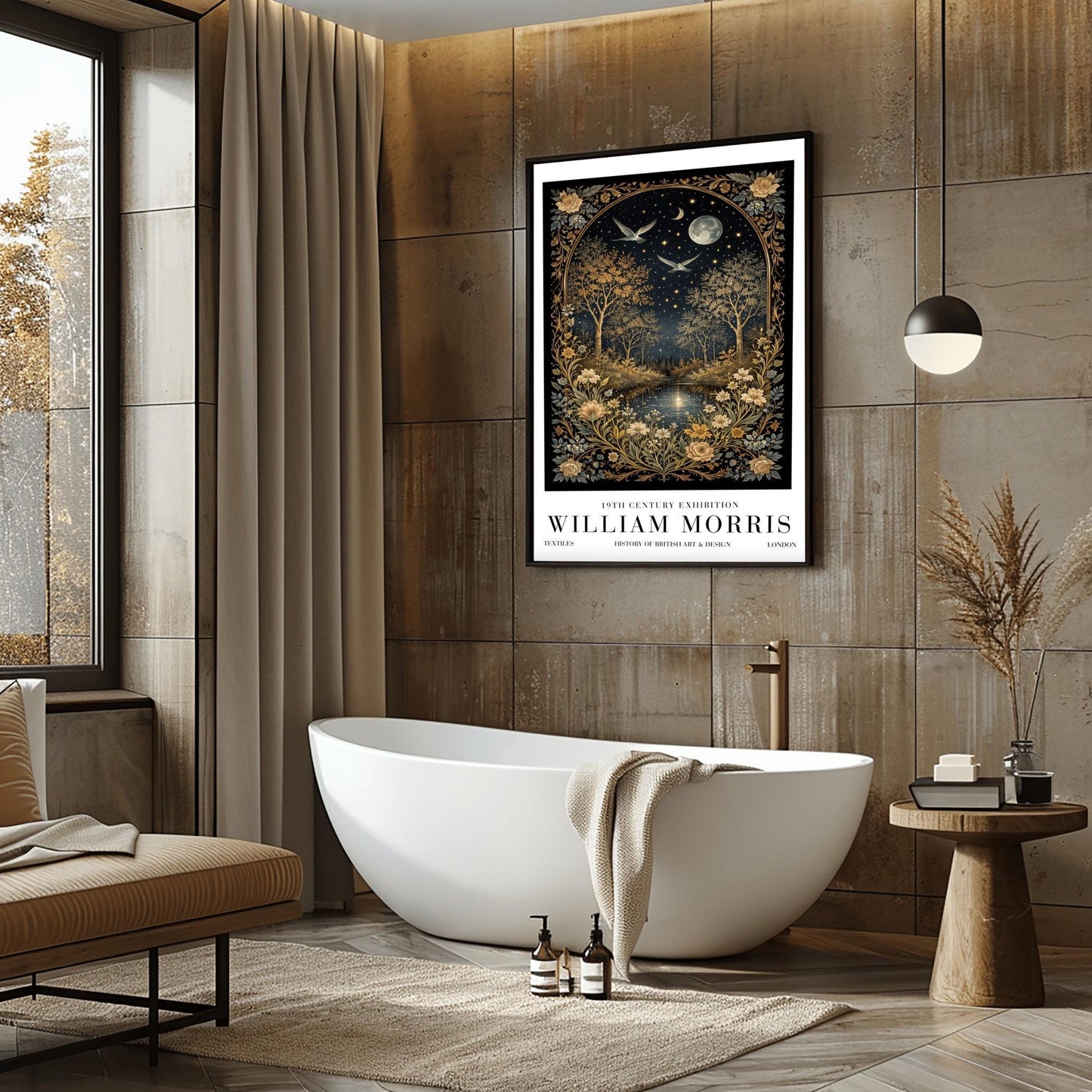 William Morris Moonlight Forest Poster Print - Midnight Garden Exhibition Print