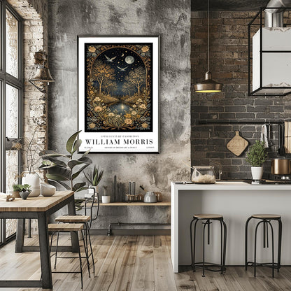 William Morris Moonlight Forest Poster Print - Midnight Garden Exhibition Print