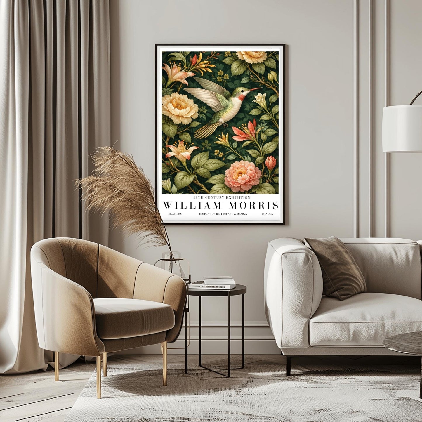 William Morris Hummingbird Poster Print - Vintage Textile Botanical Exhibition Print