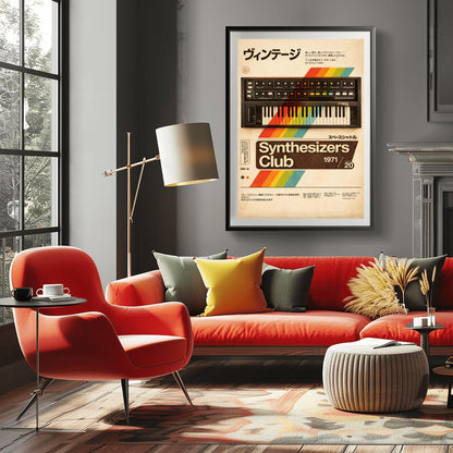 Retro Moog Synthesizer Poster: Retro Synth Pop Music Art Print