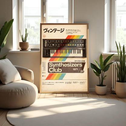 Retro Moog Synthesizer Poster: Retro Synth Pop Music Art Print