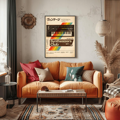 Retro Moog Synthesizer Poster: Retro Synth Pop Music Art Print