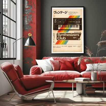Retro Moog Synthesizer Poster: Retro Synth Pop Music Art Print