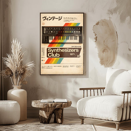Retro Moog Synthesizer Poster: Retro Synth Pop Music Art Print