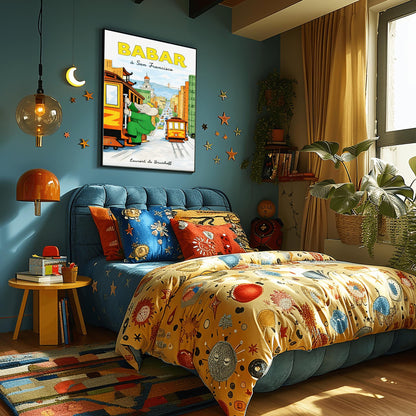 Babar the Elephant à San Francisco Poster - Vintage Cable Car Print - Laurent de Brunhoff Art