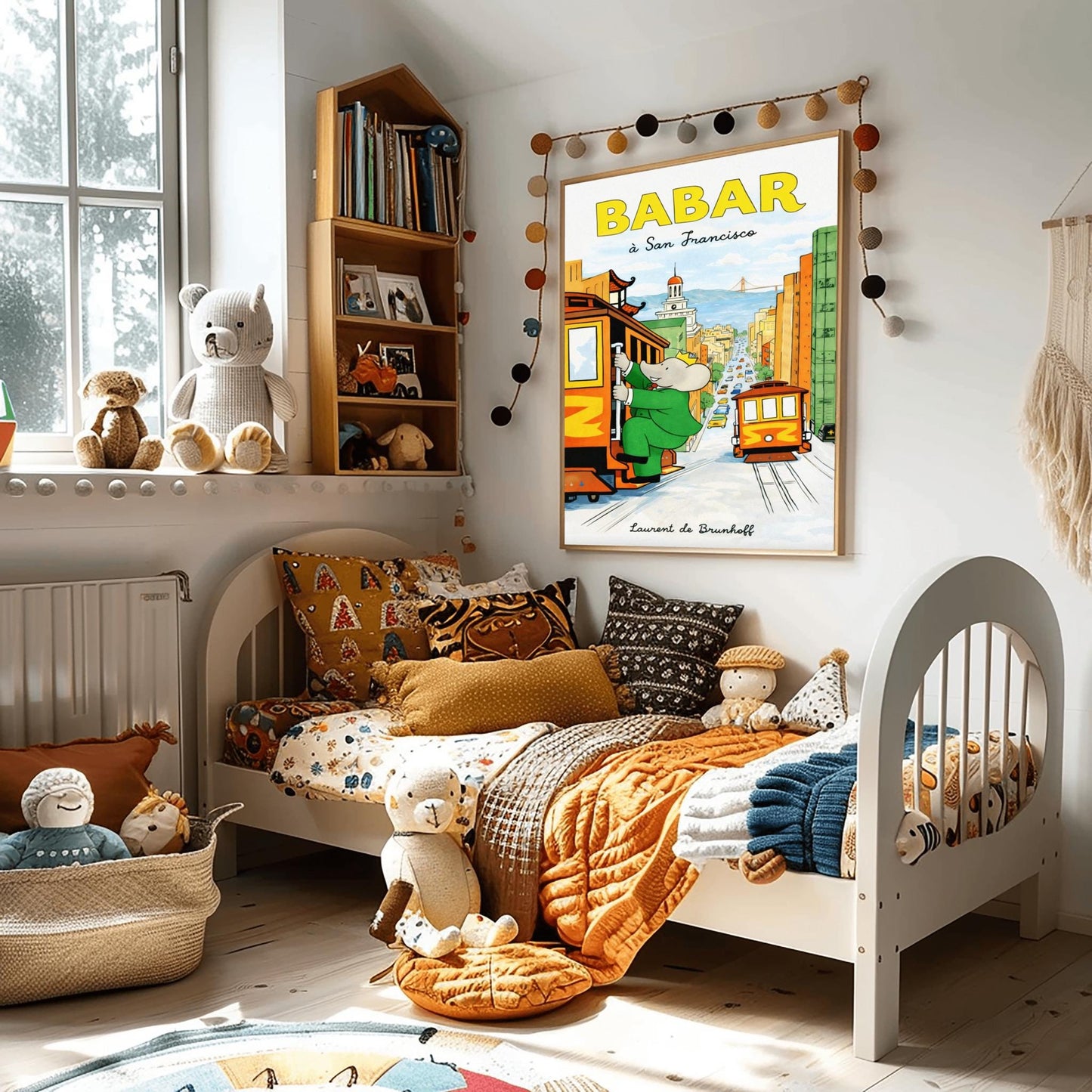 Babar the Elephant à San Francisco Poster - Vintage Cable Car Print - Laurent de Brunhoff Art