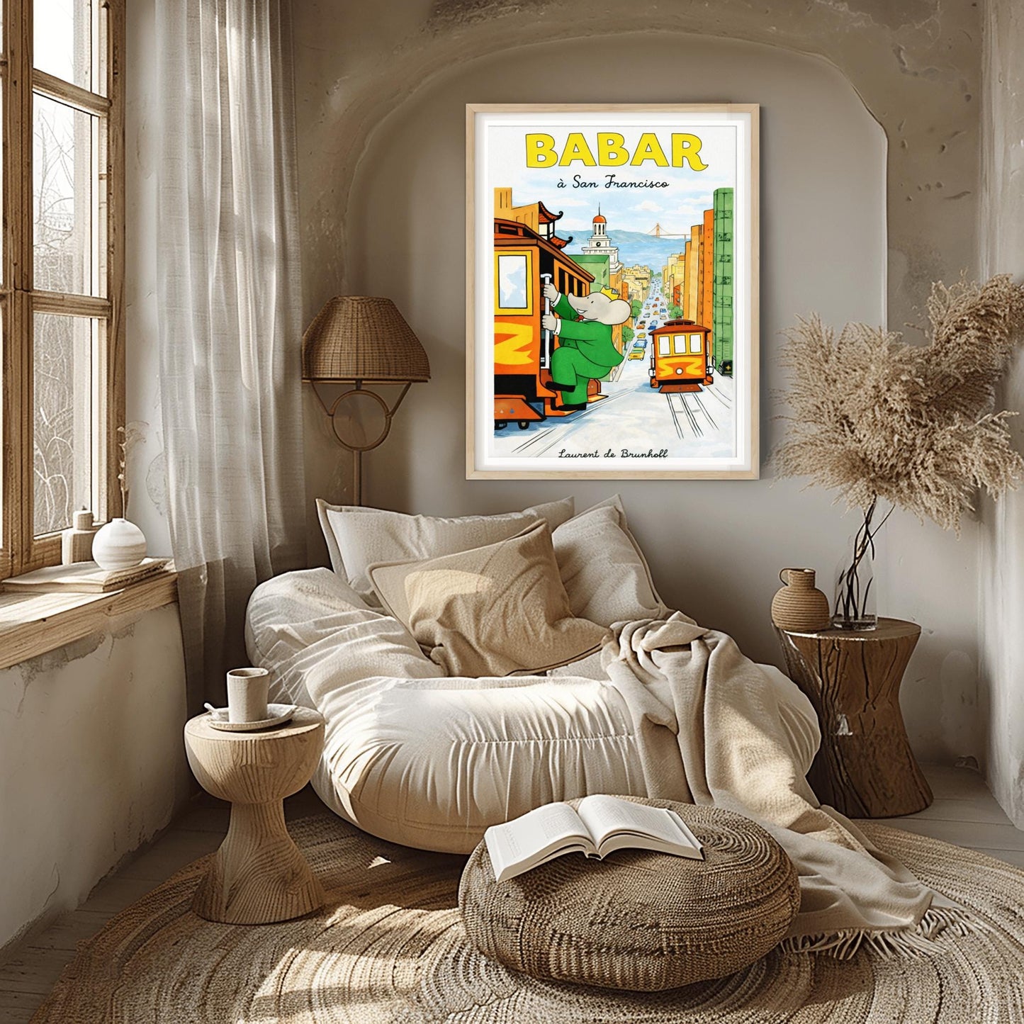 Babar the Elephant à San Francisco Poster - Vintage Cable Car Print - Laurent de Brunhoff Art
