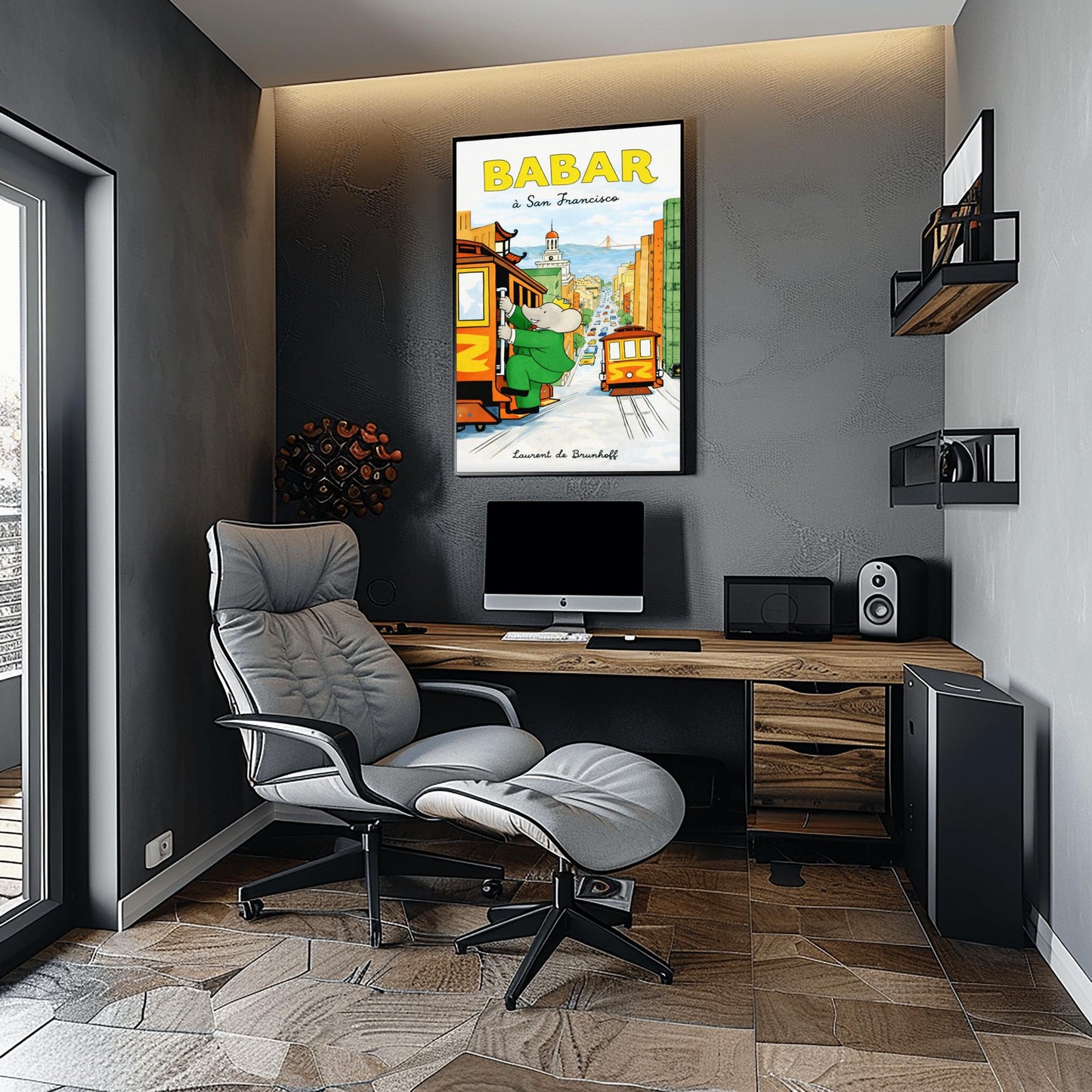 Babar the Elephant à San Francisco Poster - Vintage Cable Car Print - Laurent de Brunhoff Art