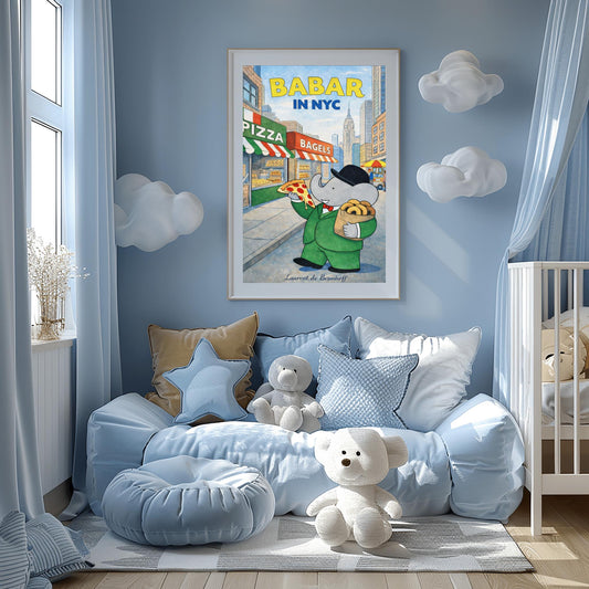 Babar in NYC Poster – Vintage Foodie Art Print