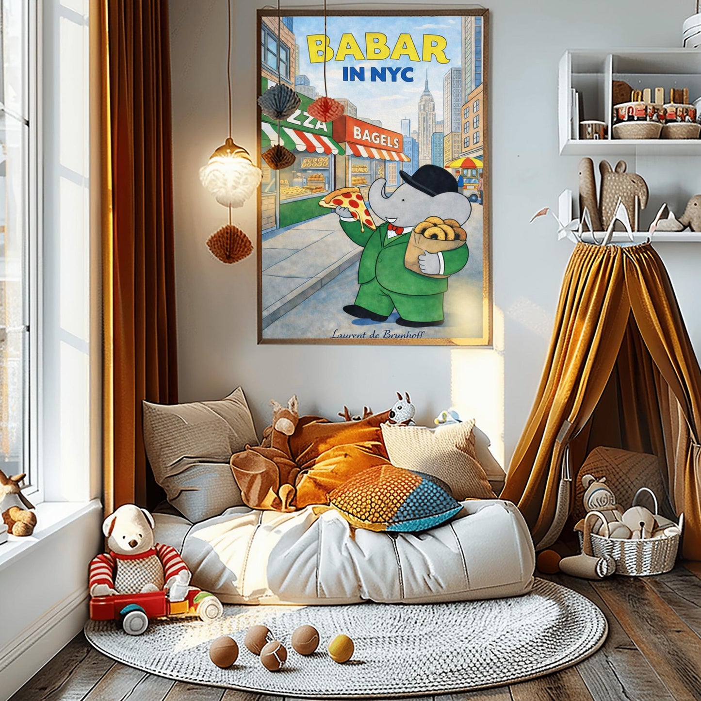 Babar in NYC Poster – Vintage Foodie Art Print