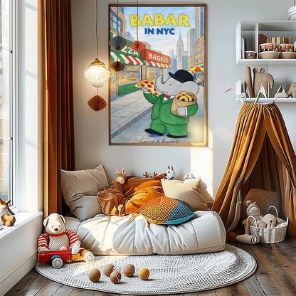 Babar in NYC Poster – Vintage Foodie Art Print
