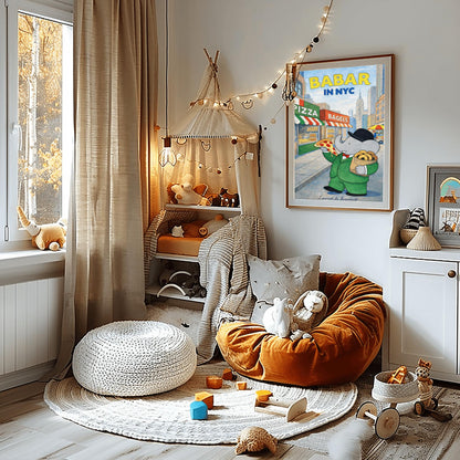 Babar in NYC Poster – Vintage Foodie Art Print