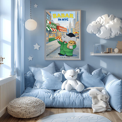 Babar in NYC Poster – Vintage Foodie Art Print
