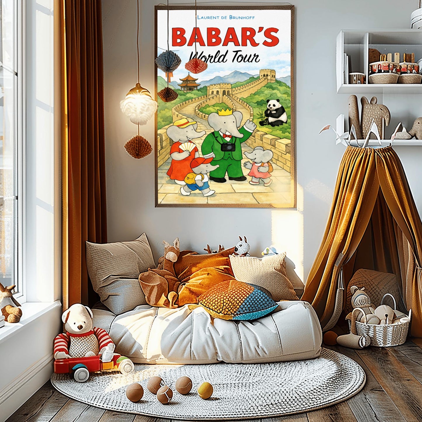Babar's World Tour China Poster – Vintage Elephant Wall Art