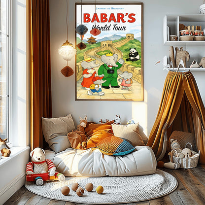 Babar's World Tour China Poster – Vintage Elephant Wall Art