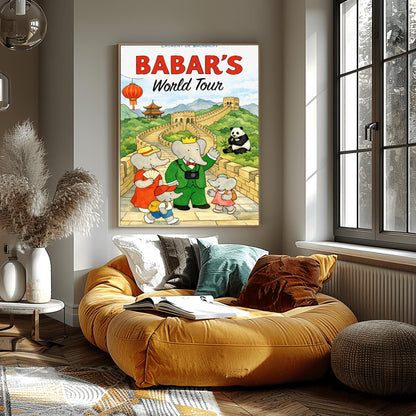 Babar's World Tour China Poster – Vintage Elephant Wall Art