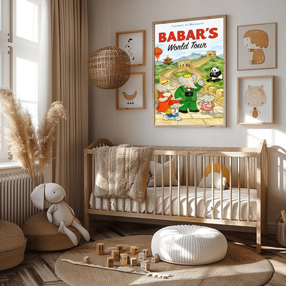 Babar's World Tour China Poster – Vintage Elephant Wall Art