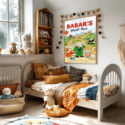Babar's World Tour China Poster – Vintage Elephant Wall Art