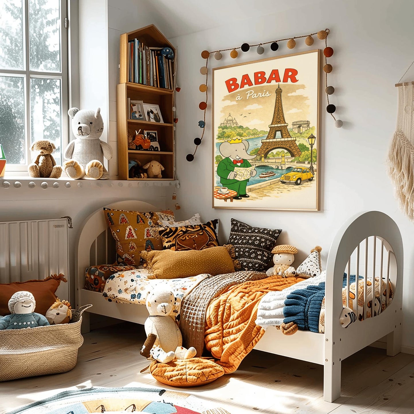 Babar in Paris Poster - Vintage French Travel Illustration