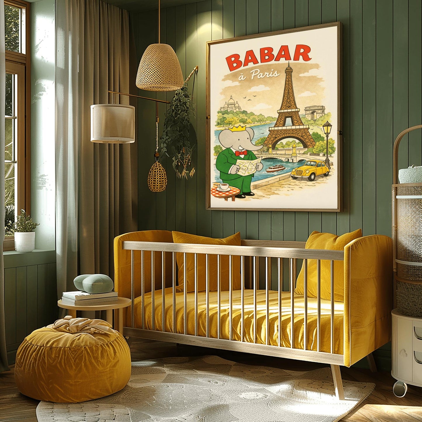 Babar in Paris Poster - Vintage French Travel Illustration