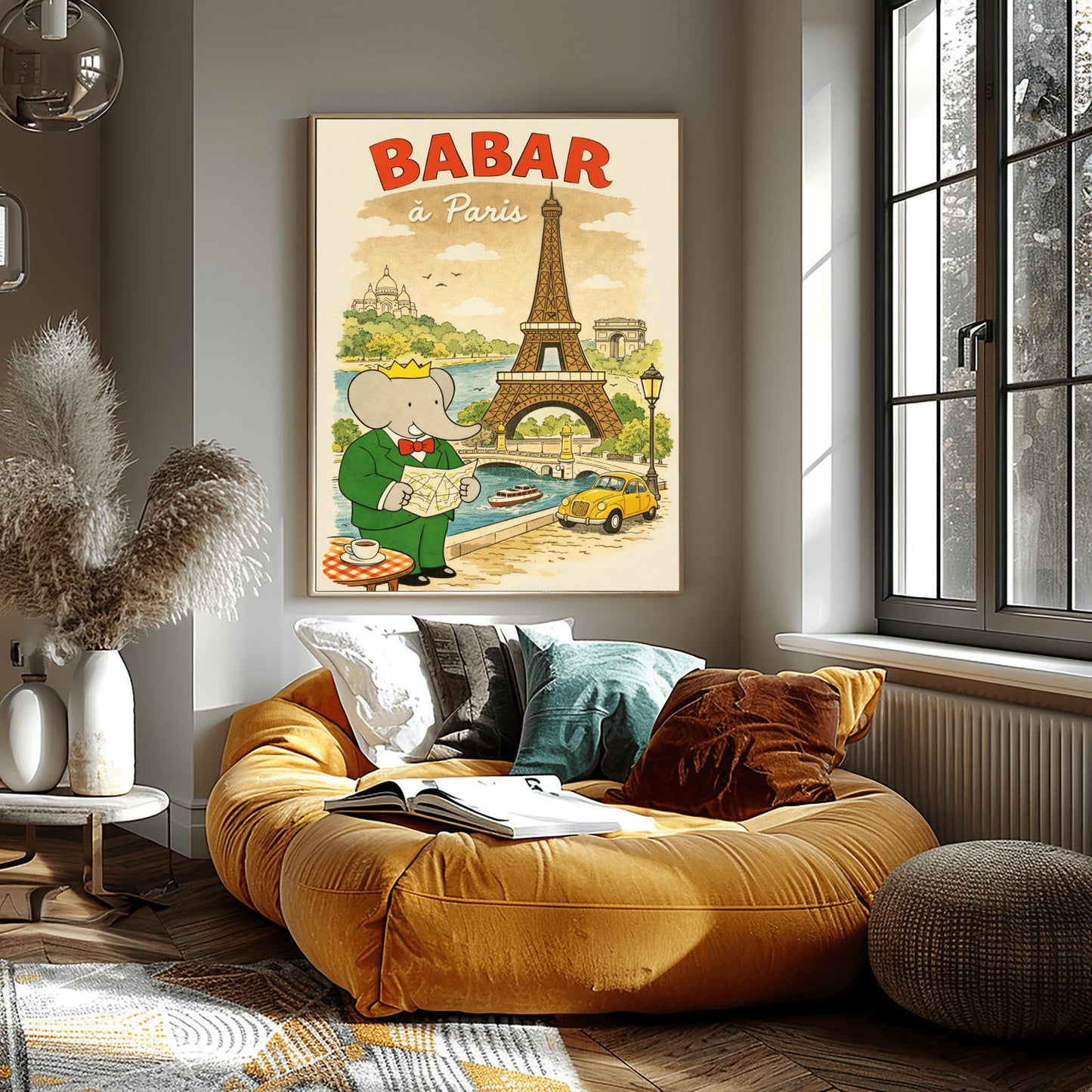 Babar in Paris Poster - Vintage French Travel Illustration