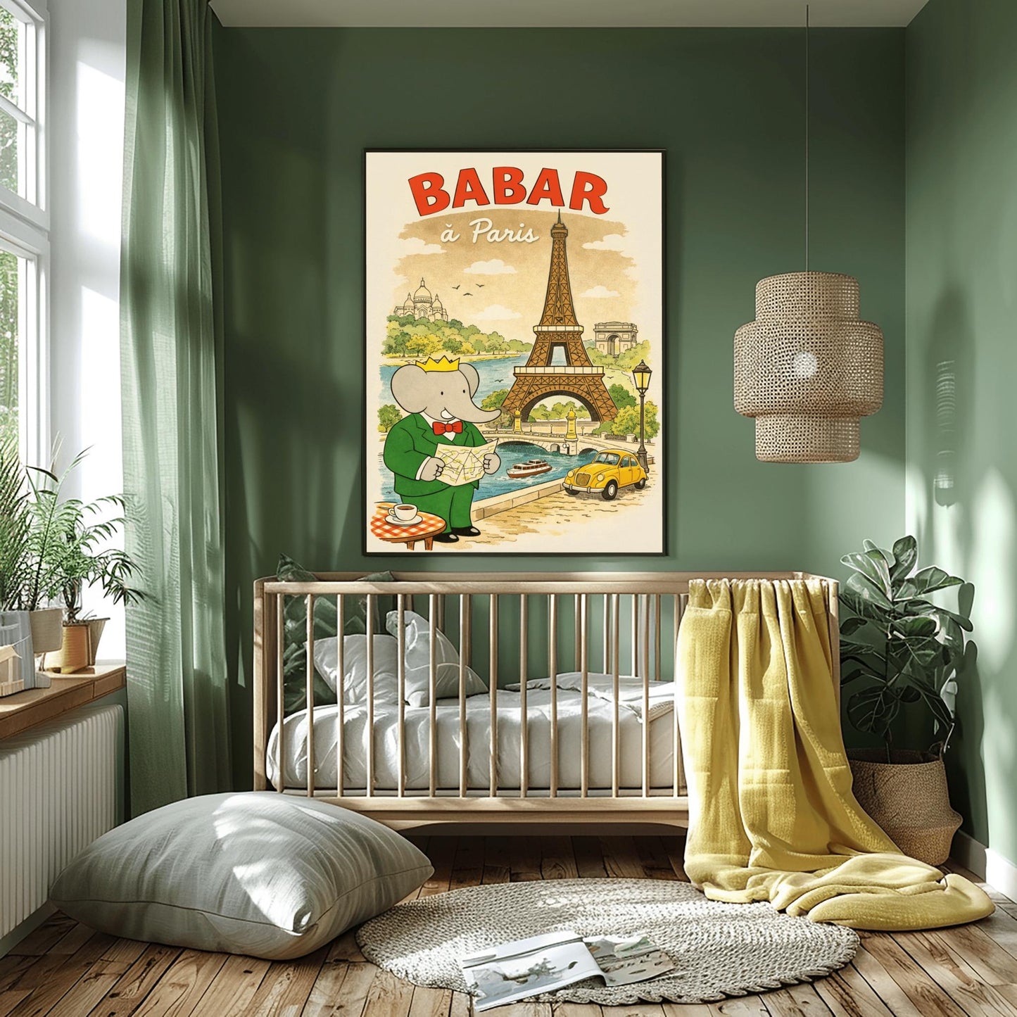 Babar in Paris Poster - Vintage French Travel Illustration