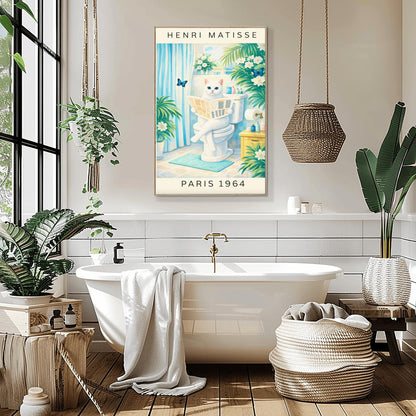 Matisse Cat on Toilet Print – Funny Bathroom Wall Art