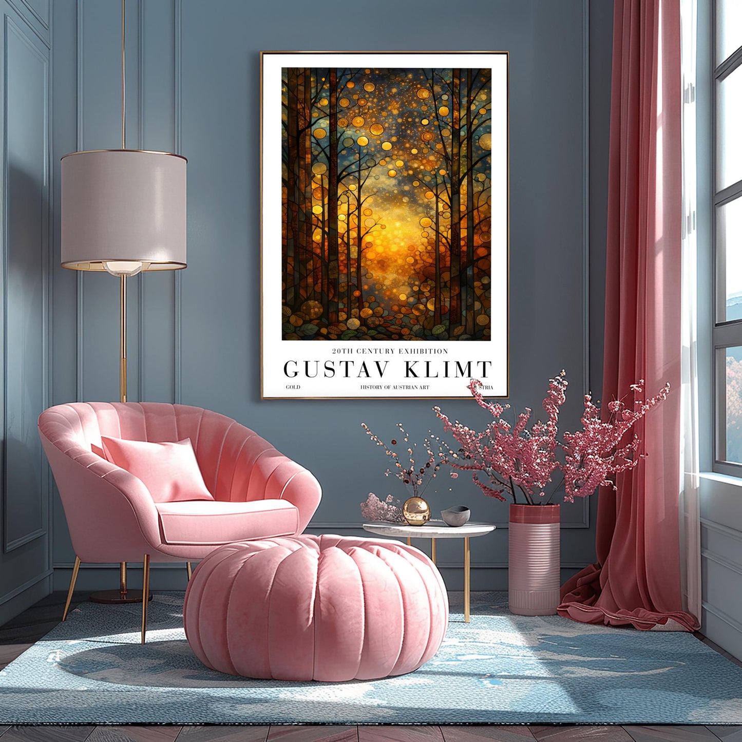 Gustav Klimt Celestial Night Print: Golden Moonlit Landscape Art