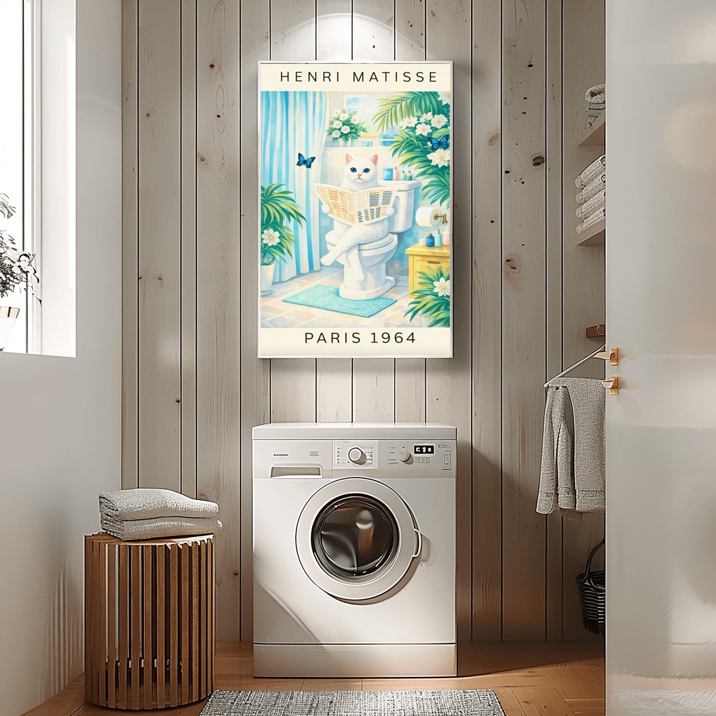 Matisse Cat on Toilet Print – Funny Bathroom Wall Art