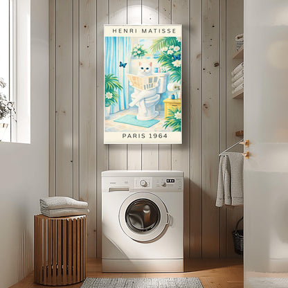 Matisse Cat on Toilet Print – Funny Bathroom Wall Art