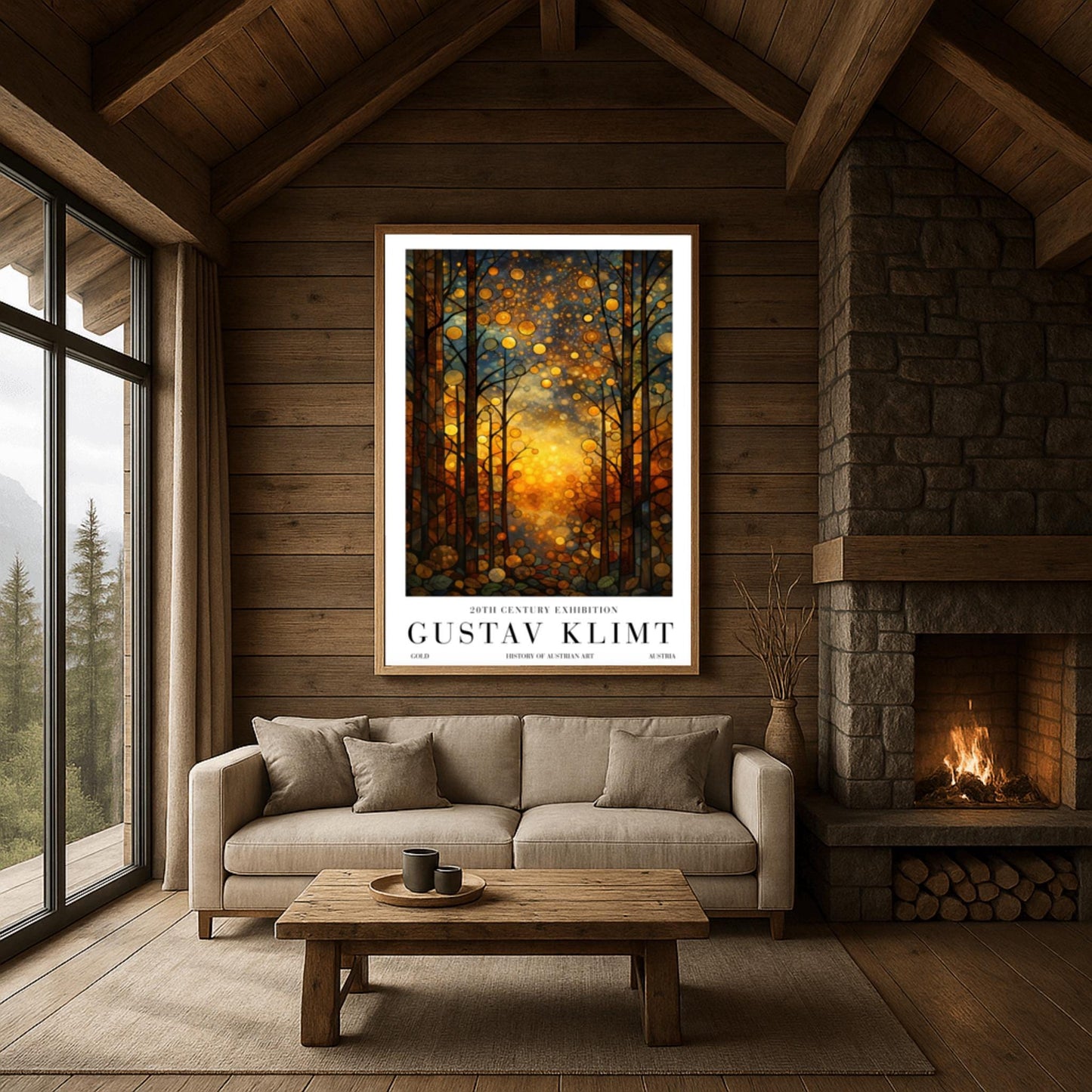 Gustav Klimt Celestial Night Print: Golden Moonlit Landscape Art