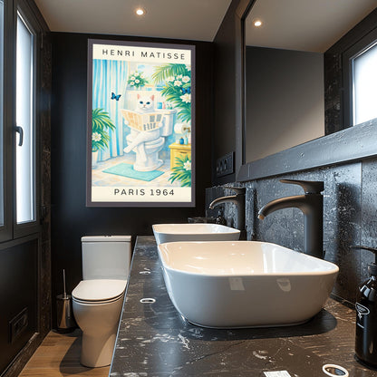 Matisse Cat on Toilet Print – Funny Bathroom Wall Art