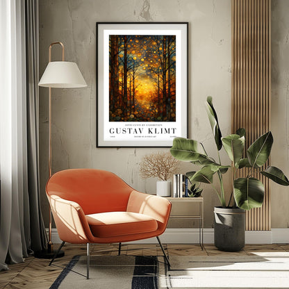 Gustav Klimt Celestial Night Print: Golden Moonlit Landscape Art