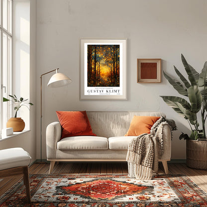 Gustav Klimt Celestial Night Print: Golden Moonlit Landscape Art
